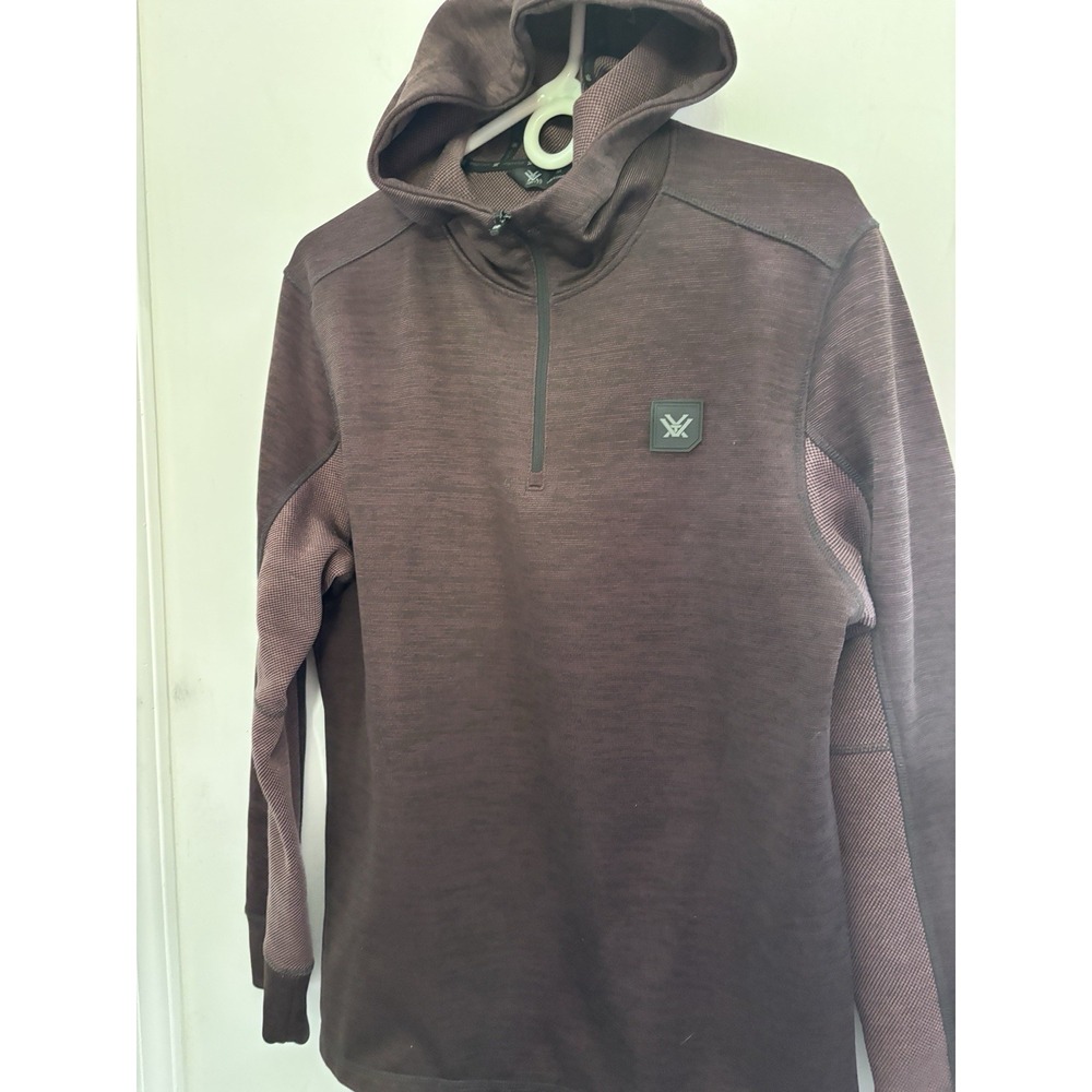 Vortex Burgundy Black Hoodie 1/4 Zip Athleisure Wear Medium Unisex 44x27  Classy